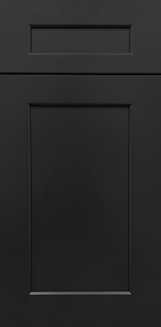 A closeup of the Shaker Black cabinet door.