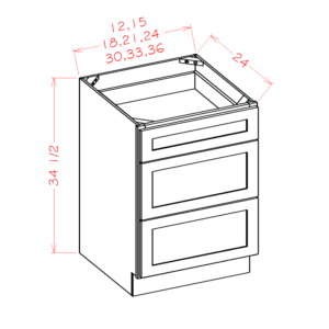 3DB36 Torrance White 3 Drawer Base Cabinet