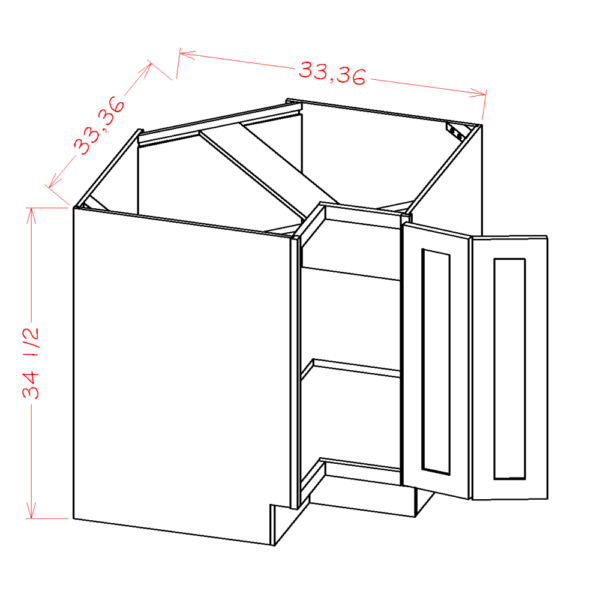 BER36 Torrance White Base Easy Reach Corner Cabinet