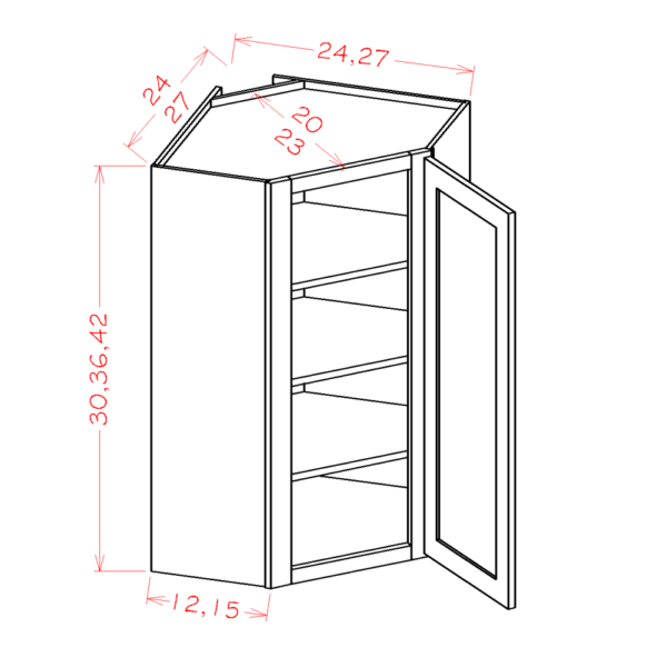 DCW2442 Torrance White Wall Diagonal Corner Cabinet
