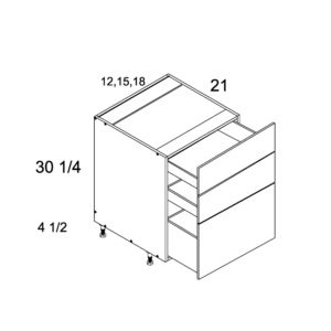 3VDB18 Torino White Pine 3 Drawer Vanity Base Cabinet