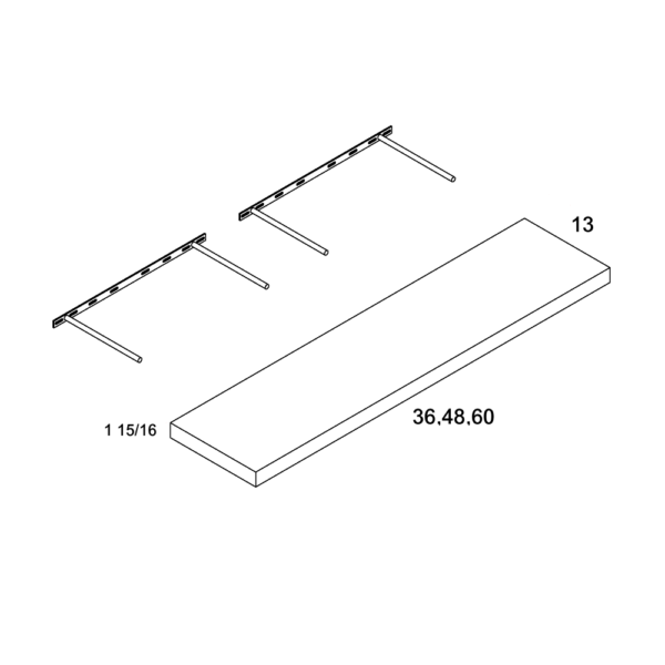 FS60 Torino White Pine Floating Wall Shelf