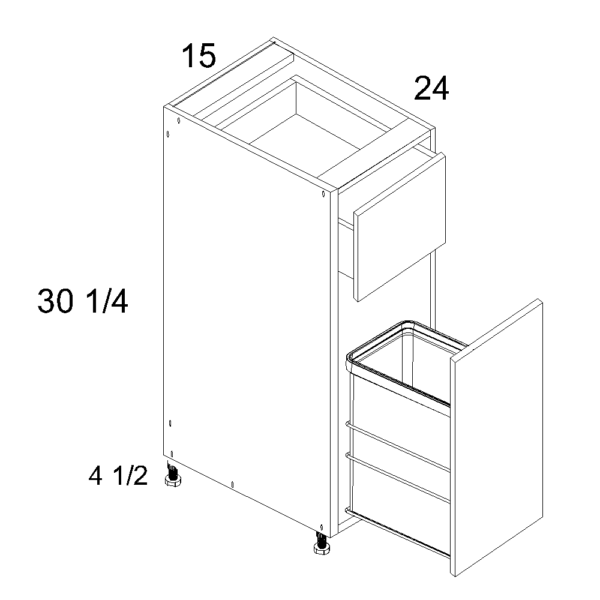 B15TCPO Torino White Pine Trash Can Pull Out Cabinet