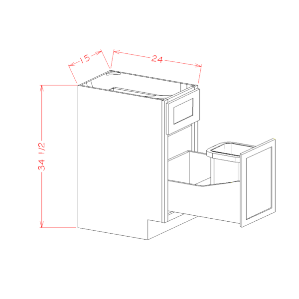 B15TCPO Torrance White Single Trashcan Cabinet