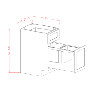 B21TCPO Torrance White Double Trashcan Cabinet