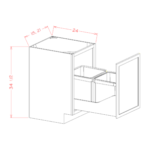 B21FHTCPO Torrance White Full Height Double Trashcan Cabinet
