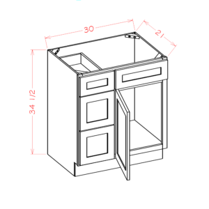 V3021DL Torrance White Vanity Base Cabinet (Drawer Left)