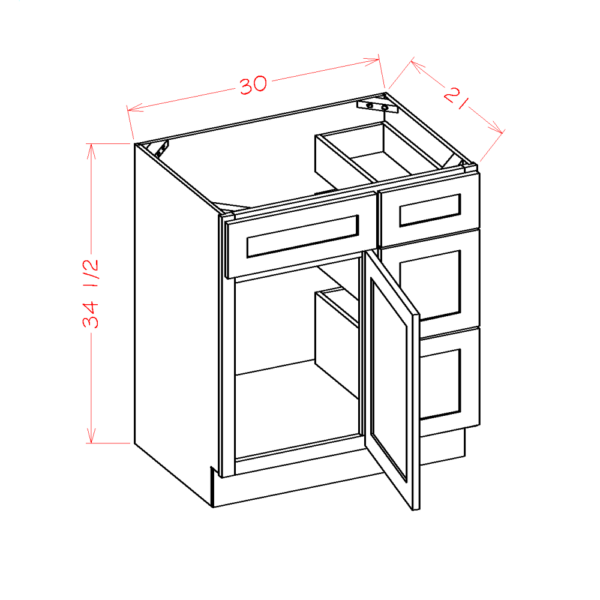 V3021DR Torrance White Vanity Base Cabinet (Drawer Right)