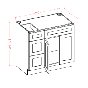 V3621DL Torrance White Vanity Base Cabinet (Drawer Left)