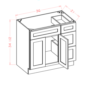 V3621DR Torrance White Vanity Base Cabinet (Drawer Right)