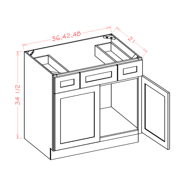 VSD48 Torrance White Vanity Combo Base Cabinet