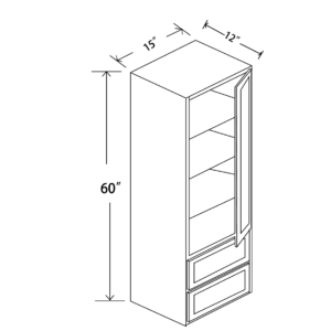 W1560 Maple Honey Tall Counter Linen Cabinet