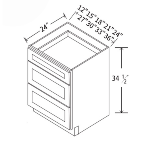 3DB36 Maple Honey 3 Drawer Base Cabinet