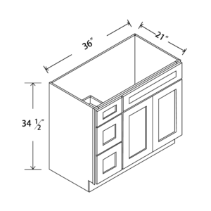 VAN36DL Maple Honey Vanity Combo Cabinet
