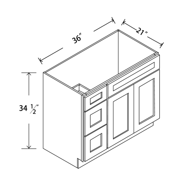 VAN36DL Maple Honey Vanity Combo Cabinet