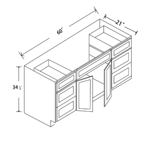 VAN60A Maple Honey Vanity Combo Cabinet