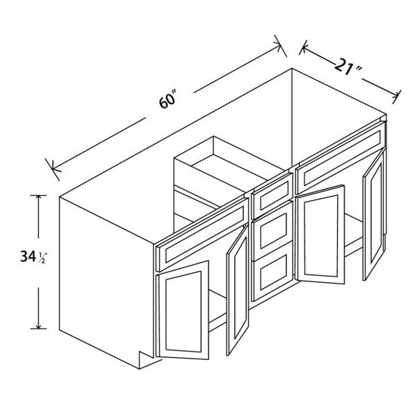 VAN60B Maple Honey Vanity Combo Cabinet
