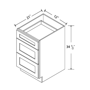 VDB12 Maple Honey 3 Drawer Vanity Base Cabinet