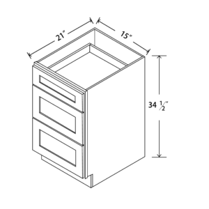 VDB15 Maple Honey 3 Drawer Vanity Base Cabinet