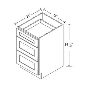 VDB18 Maple Honey 3 Drawer Vanity Base Cabinet