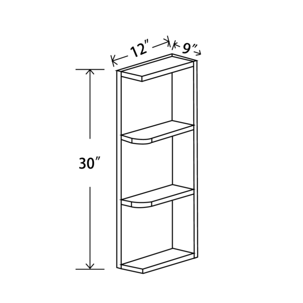 WEOS0930 Maple Honey Wall Open End Shelf
