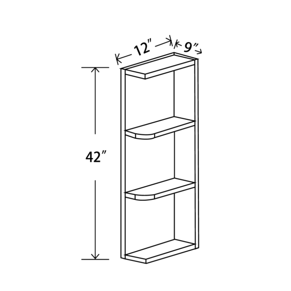 WEOS0942 Maple Honey Wall Open End Shelf