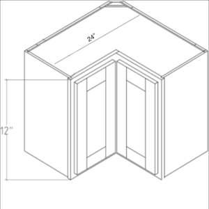 WLC2412 Maple Honey Wall Diagonal Square Corner Cabinet