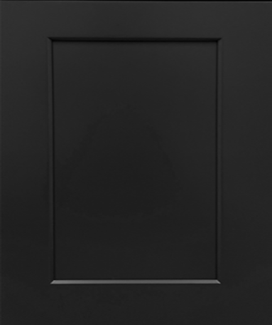 Closeup picture of the Shaker Black cabinet door.