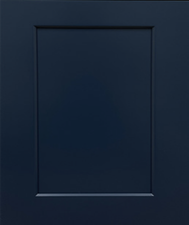 Closeup picture of the Shaker Navy cabinet door.