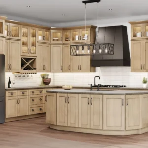 Kitchen with Shaker Honey cabinets