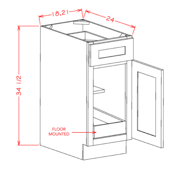 B211RS Torrance White Base Cabinet w/ 1 Rollout Tray