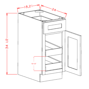 B212RS Torrance White Base Cabinet w/ 2 Rollout Trays