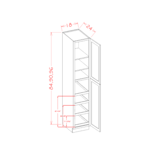 U1896244RS Torrance White Tall Pantry Cabinet w/ 4 Rollout Trays