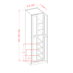 U3096244RS Torrance White Tall Pantry Cabinet w/ 4 Rollout Trays